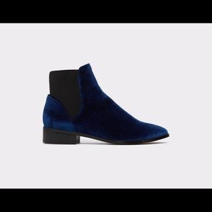 Aldo blue velvet ankle boot